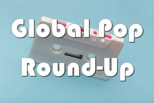 Ilustrasi pemutar musik dan sampul rilisan lagu global populer