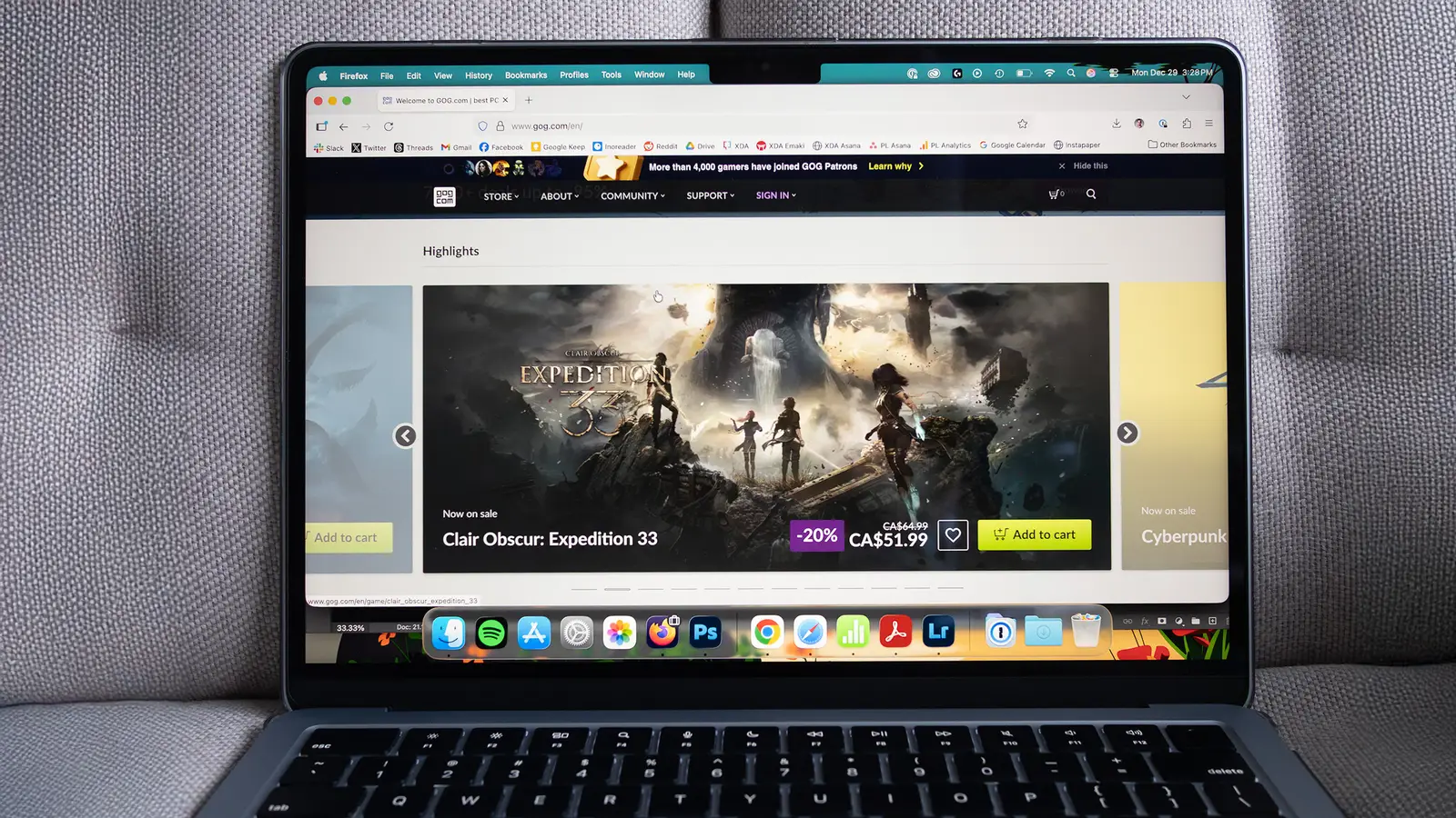 Tampilan antarmuka platform distribusi game GOG di komputer