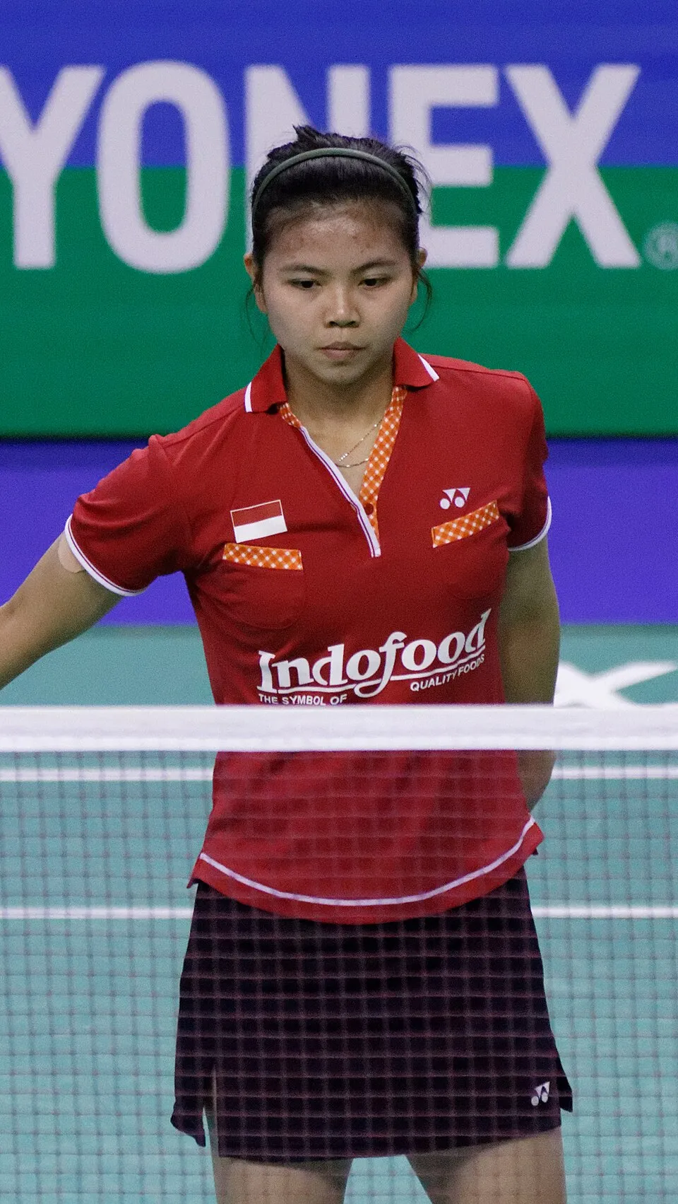 Potret pebulu tangkis Indonesia Greysia Polii saat berlaga di lapangan