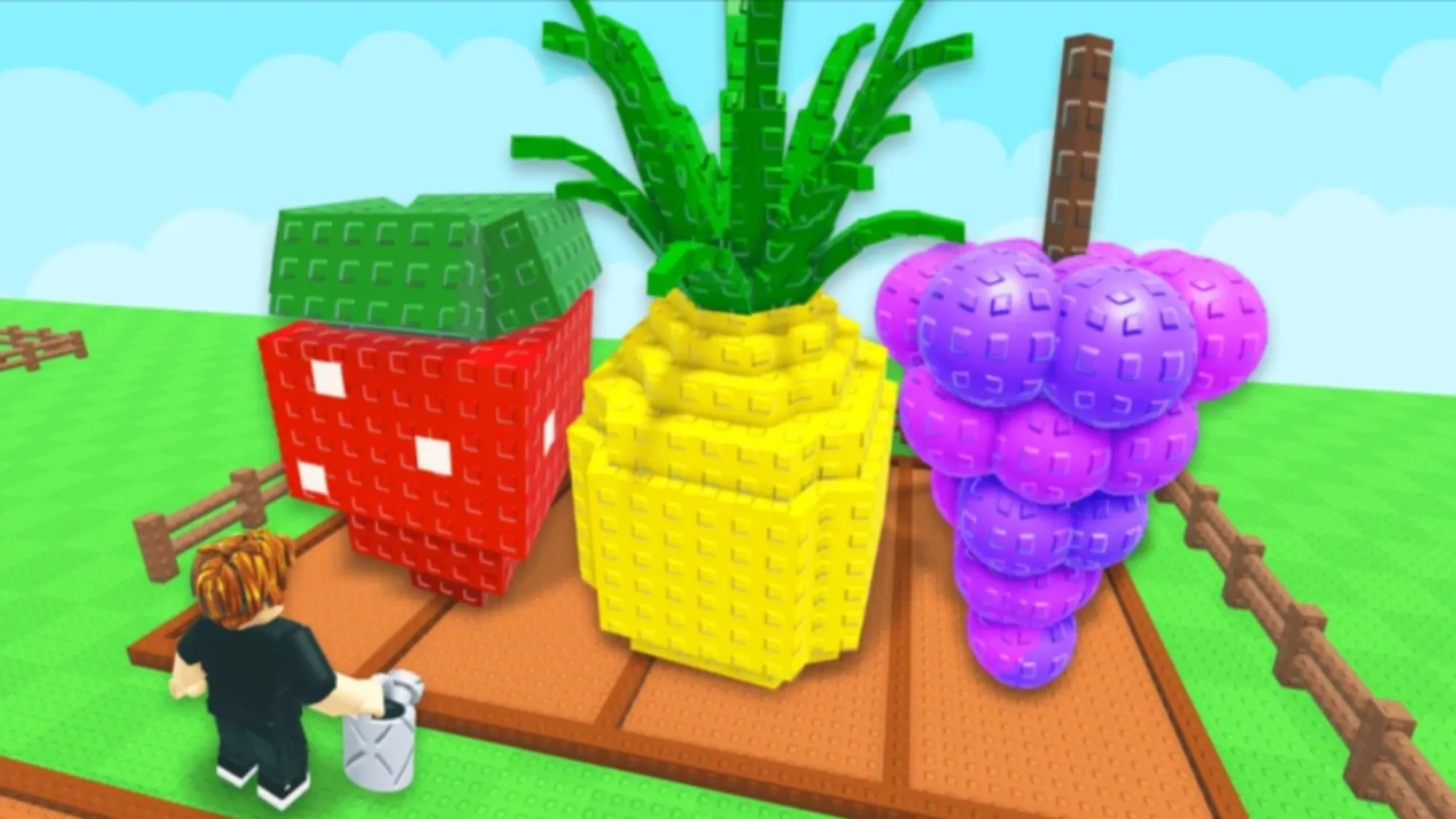 Tangkapan layar game Roblox Grow a Garden 2 yang menampilkan elemen pertanian dan pertahanan kebun