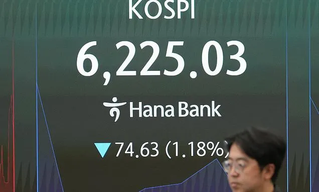 Grafik pergerakan harga minyak dunia dan bursa saham Asia di ruang transaksi keuangan