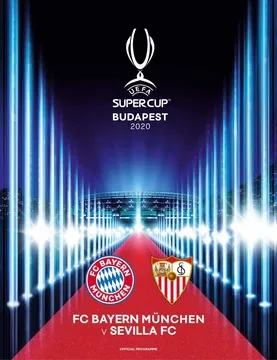 Javi Martinez selebrasi usai cetak gol penentu kemenangan Bayern Munich atas Sevilla di final UEFA Super Cup 2020