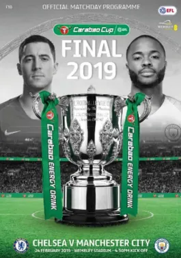 Skuad Manchester City mengangkat trofi juara Piala Liga Inggris 2019