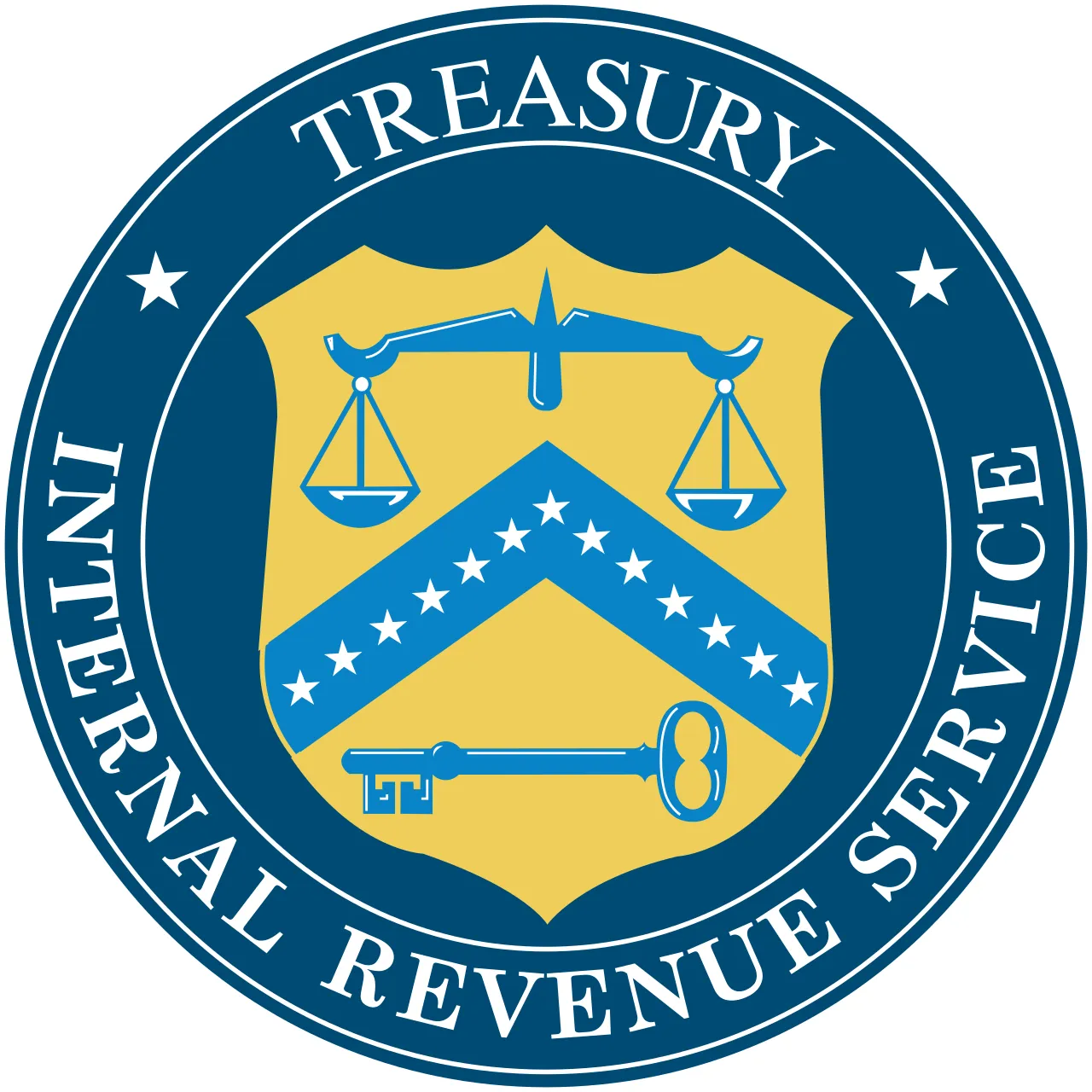 Gedung resmi dan logo Internal Revenue Service (IRS) sebagai lembaga pemungut pajak federal Amerika Serikat