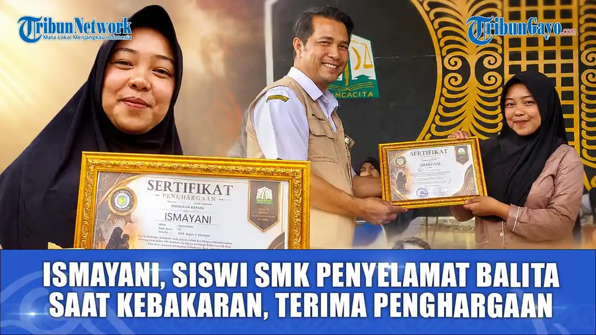 Ismayani siswi SMKN 4 Takengon menerima penghargaan atas keberaniannya