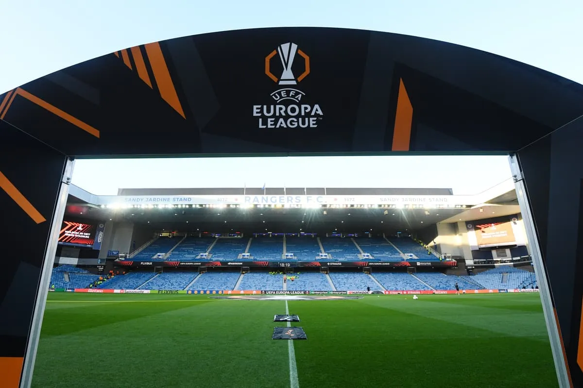 Stadion Ibrox markas klub Rangers menjelang laga kualifikasi Liga Europa