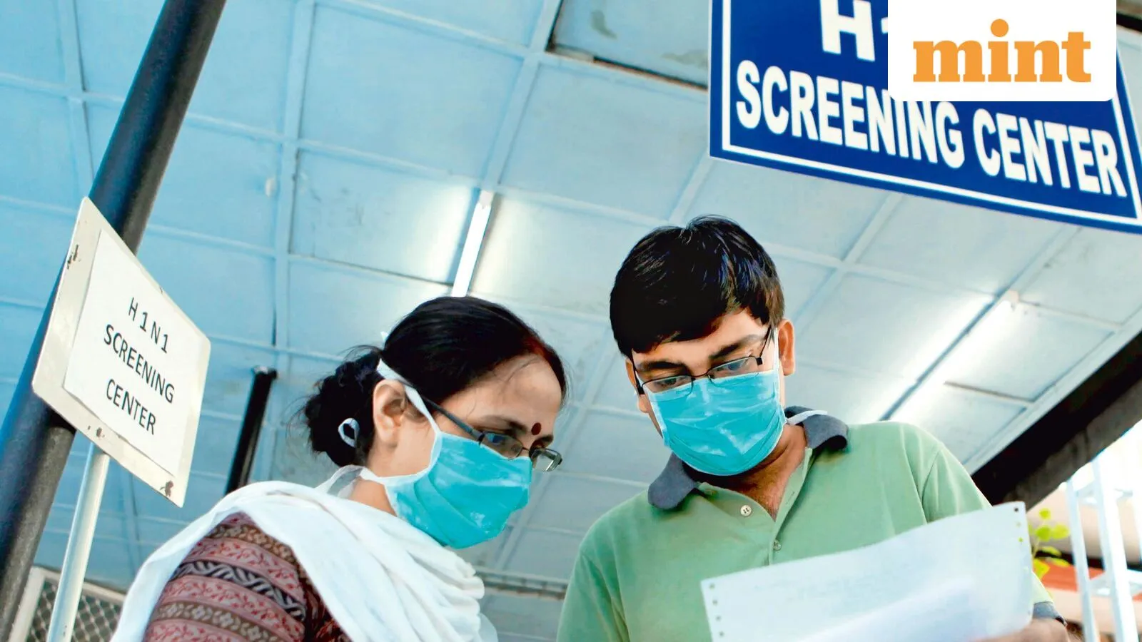Ilustrasi peningkatan kasus H1N1 di Delhi dengan latar belakang tenaga medis