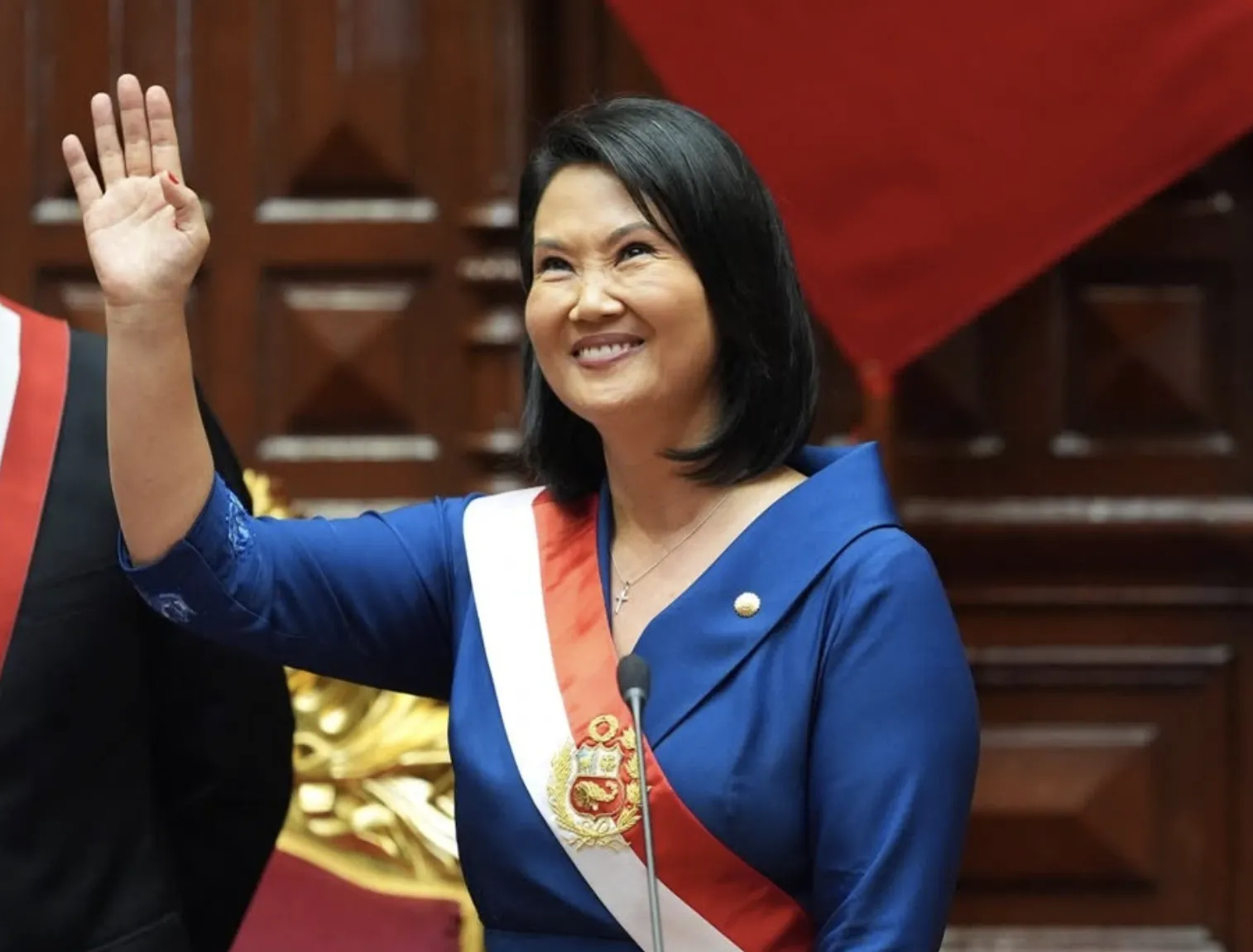 Keiko Fujimori saat pelantikan sebagai Presiden Peru di Lima