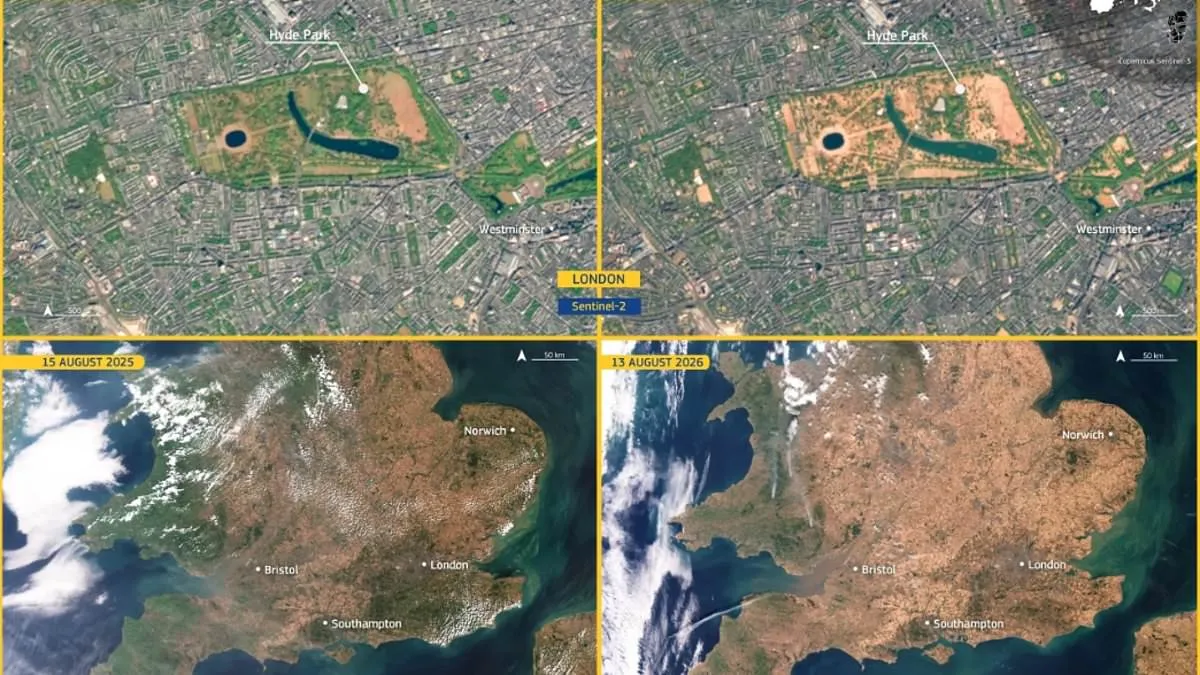 Citra satelit Uni Eropa tunjukkan kekeringan ekstrem ubah Inggris jadi kecokelatan