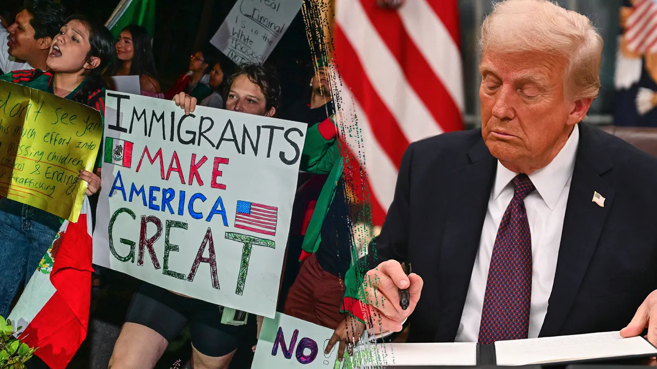 Presiden Donald Trump dan suasana unjuk rasa kebijakan imigrasi di Amerika Serikat