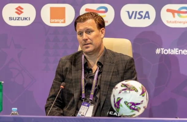 Pelatih Kim Lars Bjorkegren mendampingi tim Black Queens Ghana di ajang WAFCON