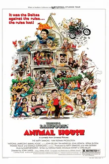 Poster dan adegan ikonik dari film komedi klasik Animal House tahun 1978