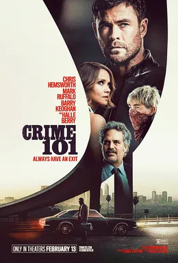 Poster film Crime 101 yang dibintangi Chris Hemsworth dan Mark Ruffalo