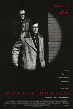 Poster dan cuplikan film Donnie Brasco yang dibintangi Al Pacino dan Johnny Depp