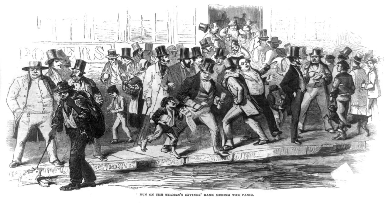 Ilustrasi krisis finansial sejarah Amerika Serikat tahun 1857