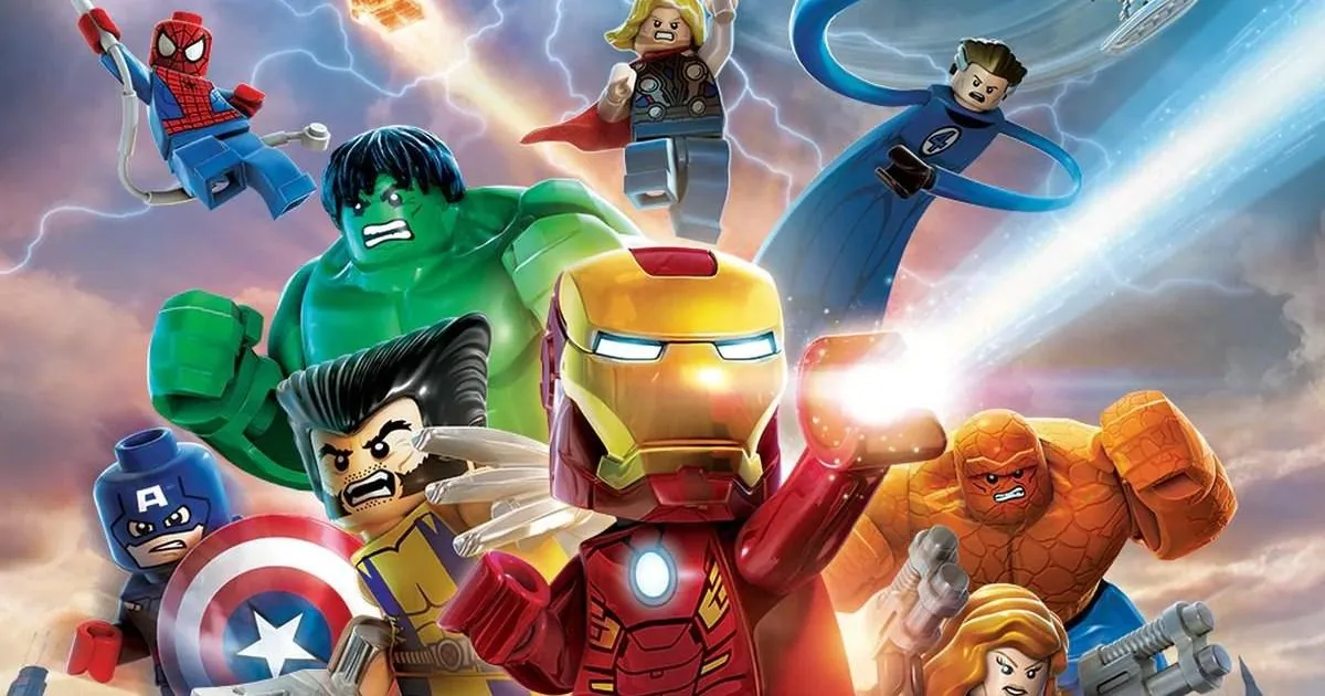 Ilustrasi balok permainan Lego dan logo Marvel sebagai simbol pembatalan game terbaru
