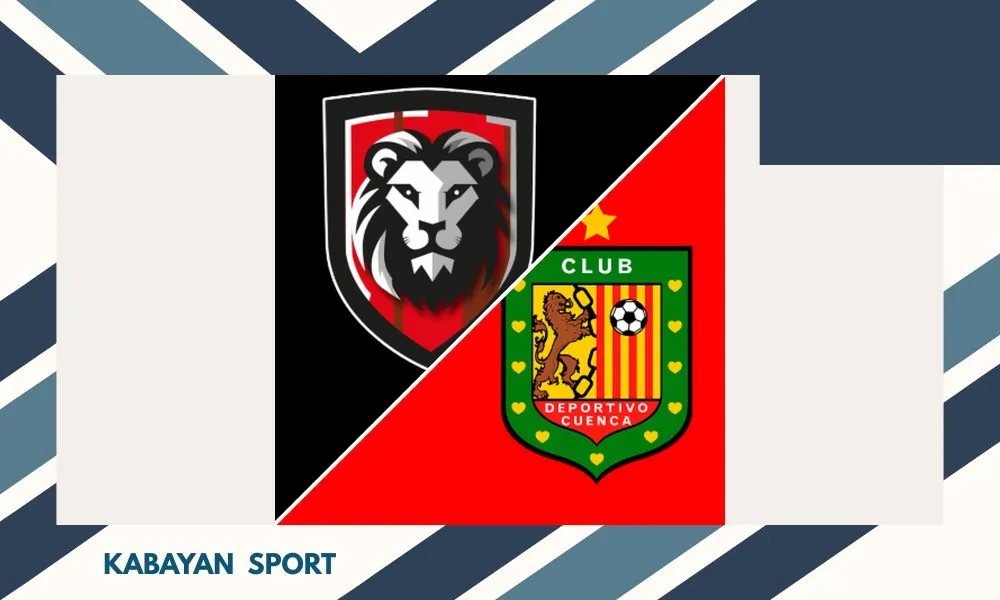 Aksi perebutan bola dalam laga Leones kontra Deportivo Cuenca di Stadion Ibarra