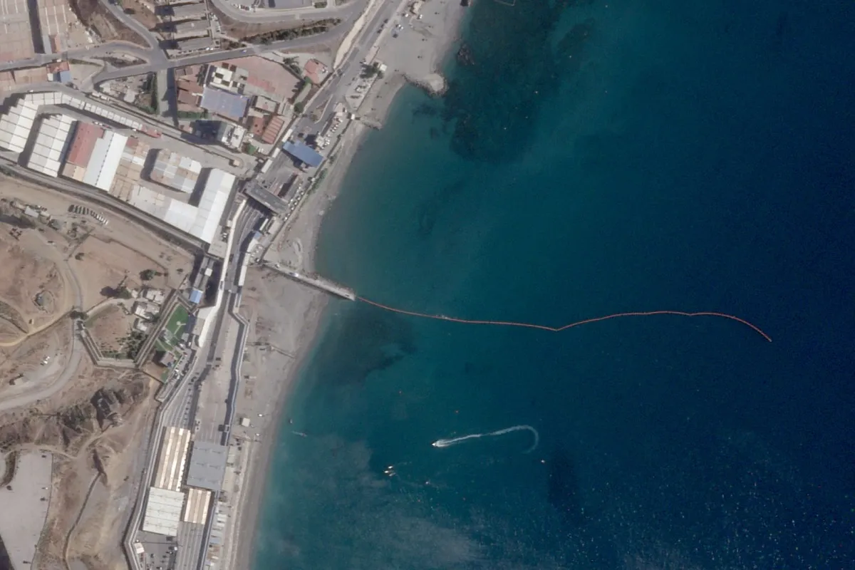 Satelit menunjukkan wilayah perbatasan maritim Spanyol dan Maroko di dekat Ceuta