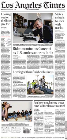 Gedung dan logo ikonik surat kabar Los Angeles Times