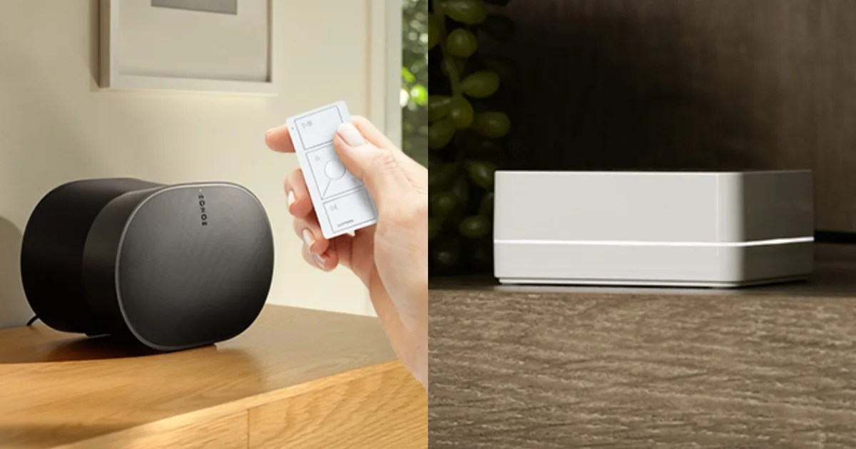 Ilustrasi sistem smart home Lutron Caseta dan Sonos Voice Control