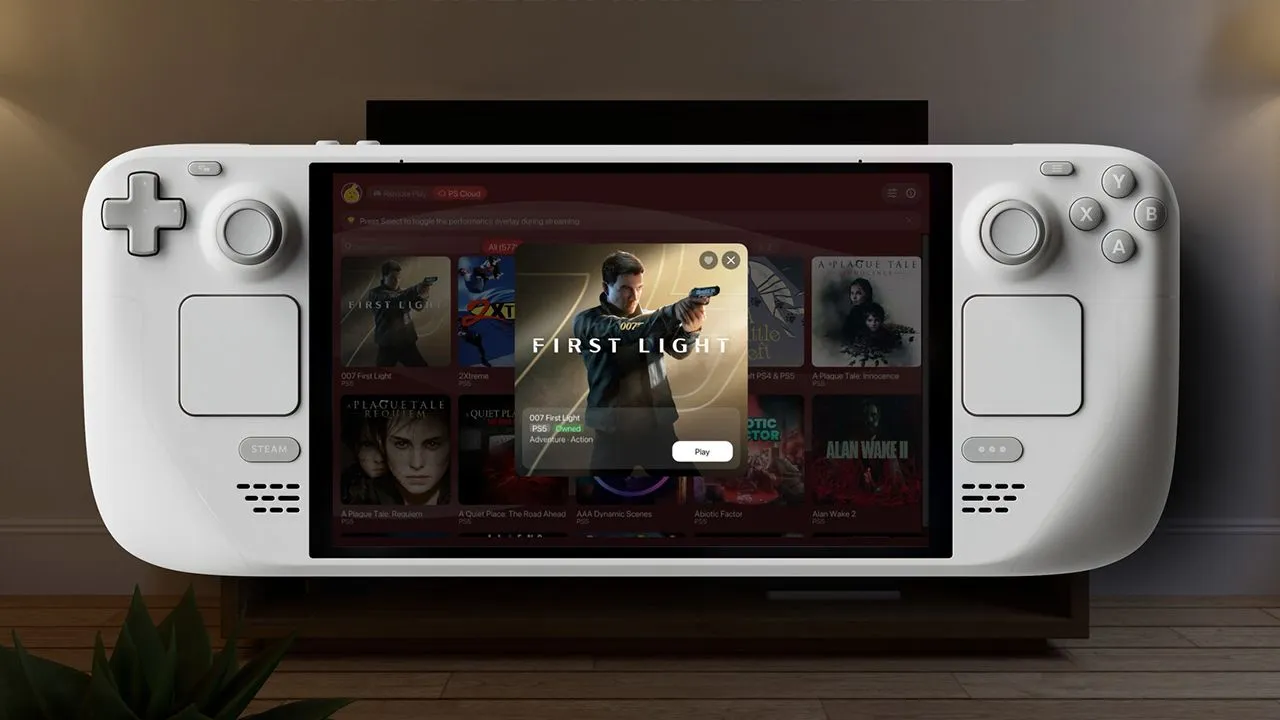 Perangkat konsol genggam Steam Deck memainkan game PlayStation 5