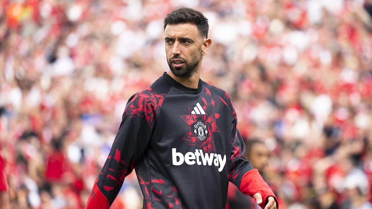 Kapten Manchester United Bruno Fernandes dalam sesi pertandingan