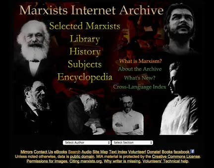 Tangkapan layar atau ilustrasi yang merepresentasikan Marxists Internet Archive