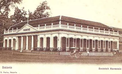 Ilustrasi Gedung Harmoni di kawasan Jakarta Pusat tempo dulu