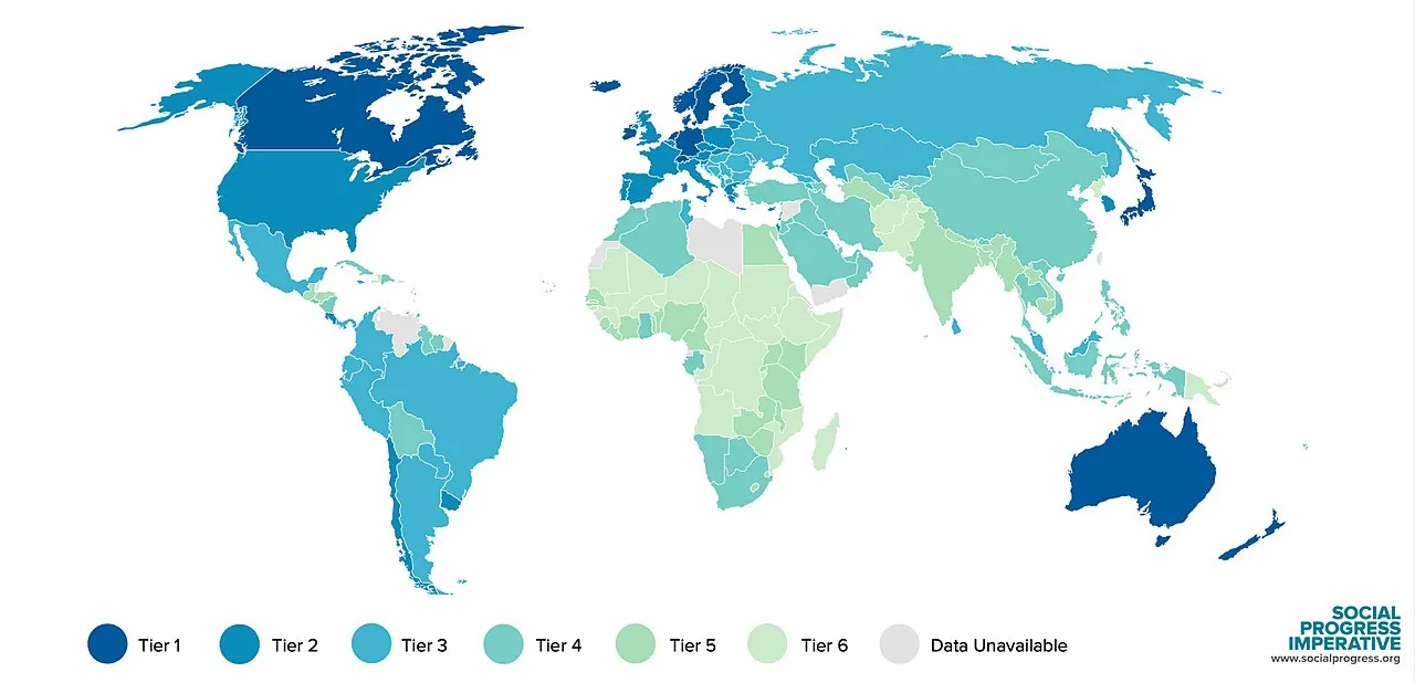 Ilustrasi grafik Social Progress Index sebagai instrumen pengukuran kemajuan sosial