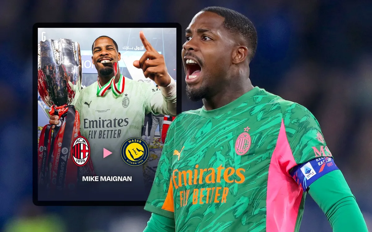 Kiper AC Milan Mike Maignan saat berlaga di lapangan hijau