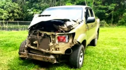 Mobil dinas Satpol PP Bengkulu Utara yang terlibat kecelakaan di Rejang Lebong