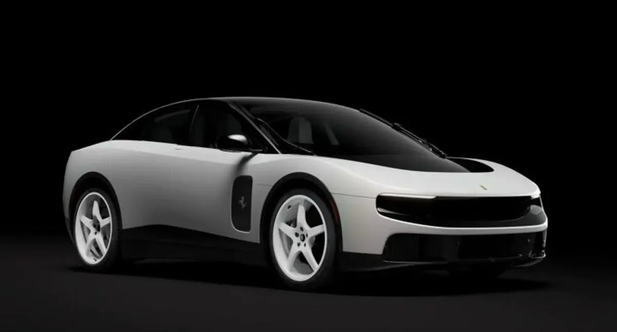 Mobil listrik Ferrari Luce Chassis 0 berwarna Madreperla Semi-Gloss di Monterey Car Week