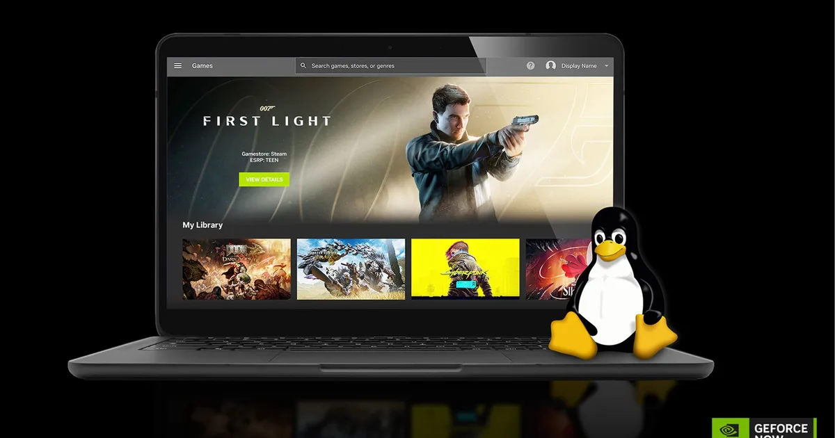 Tampilan aplikasi Nvidia GeForce NOW di perangkat komputer Linux