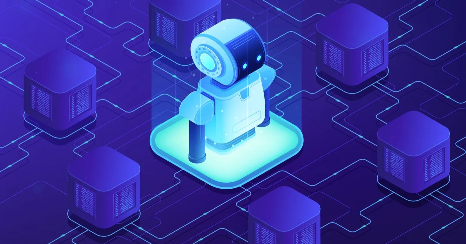 Ilustrasi kode pemrograman dan server internet mewakili aturan robots.txt OpenAI