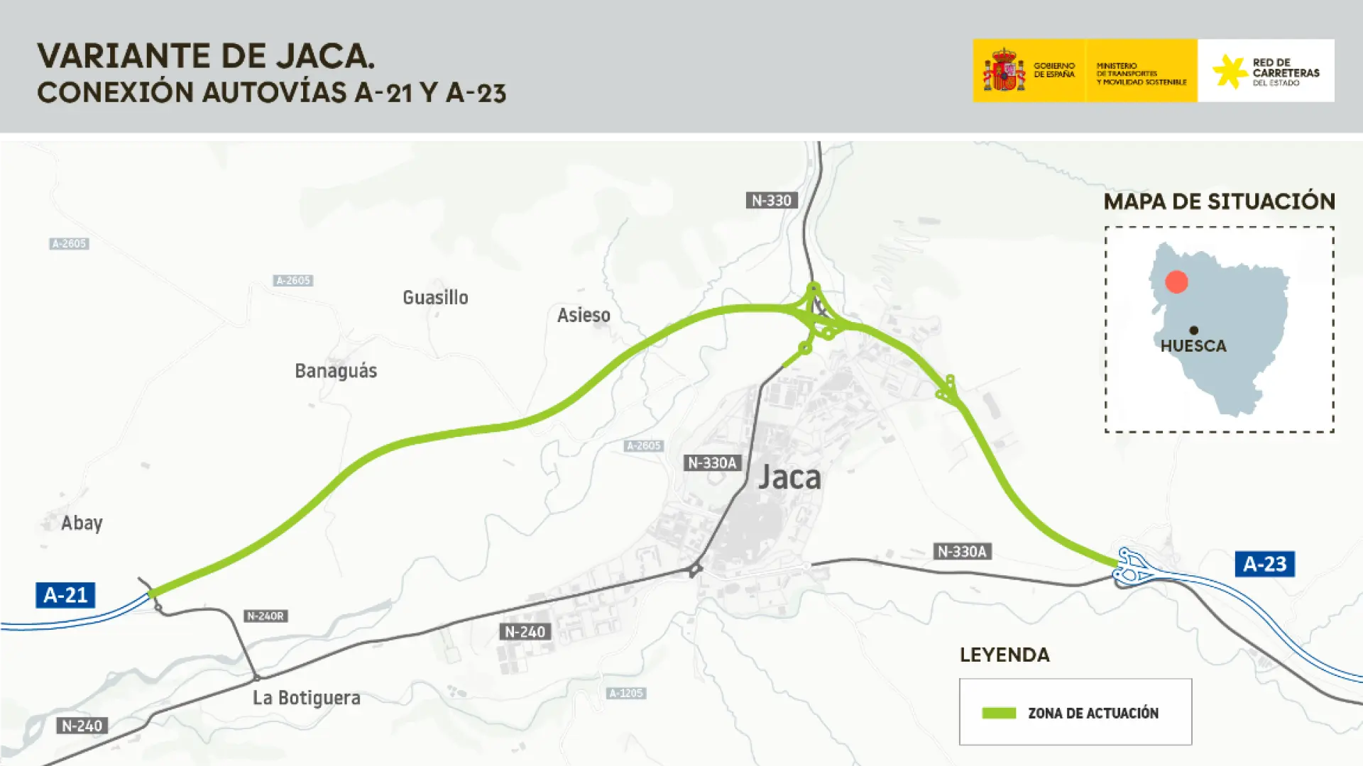 Ilustrasi pembangunan jalan tol Variante de Jaca di Huesca Spanyol