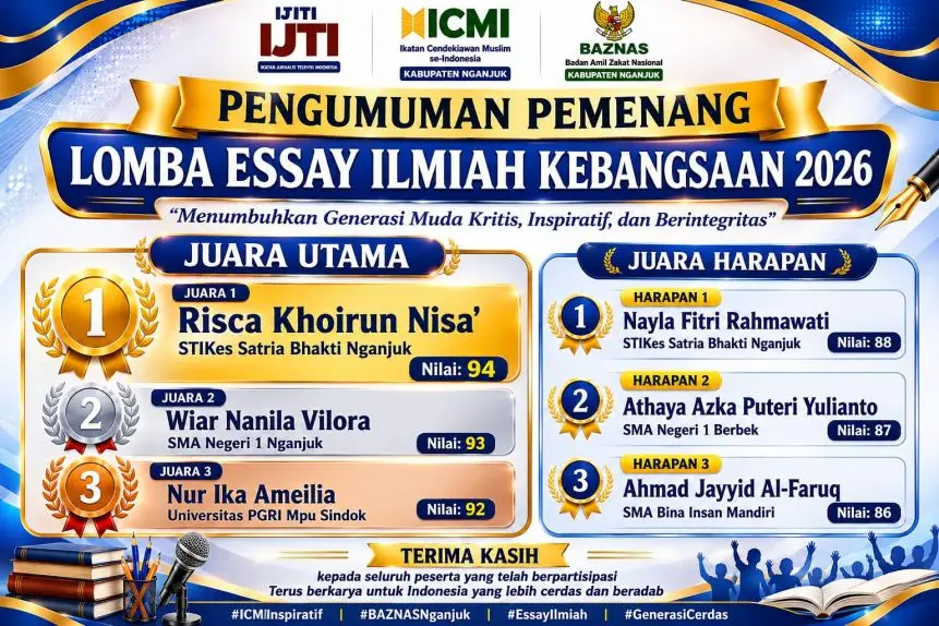 Suasana pengumuman pemenang Lomba Esai dan Orasi HUT ke-28 IJTI di Nganjuk