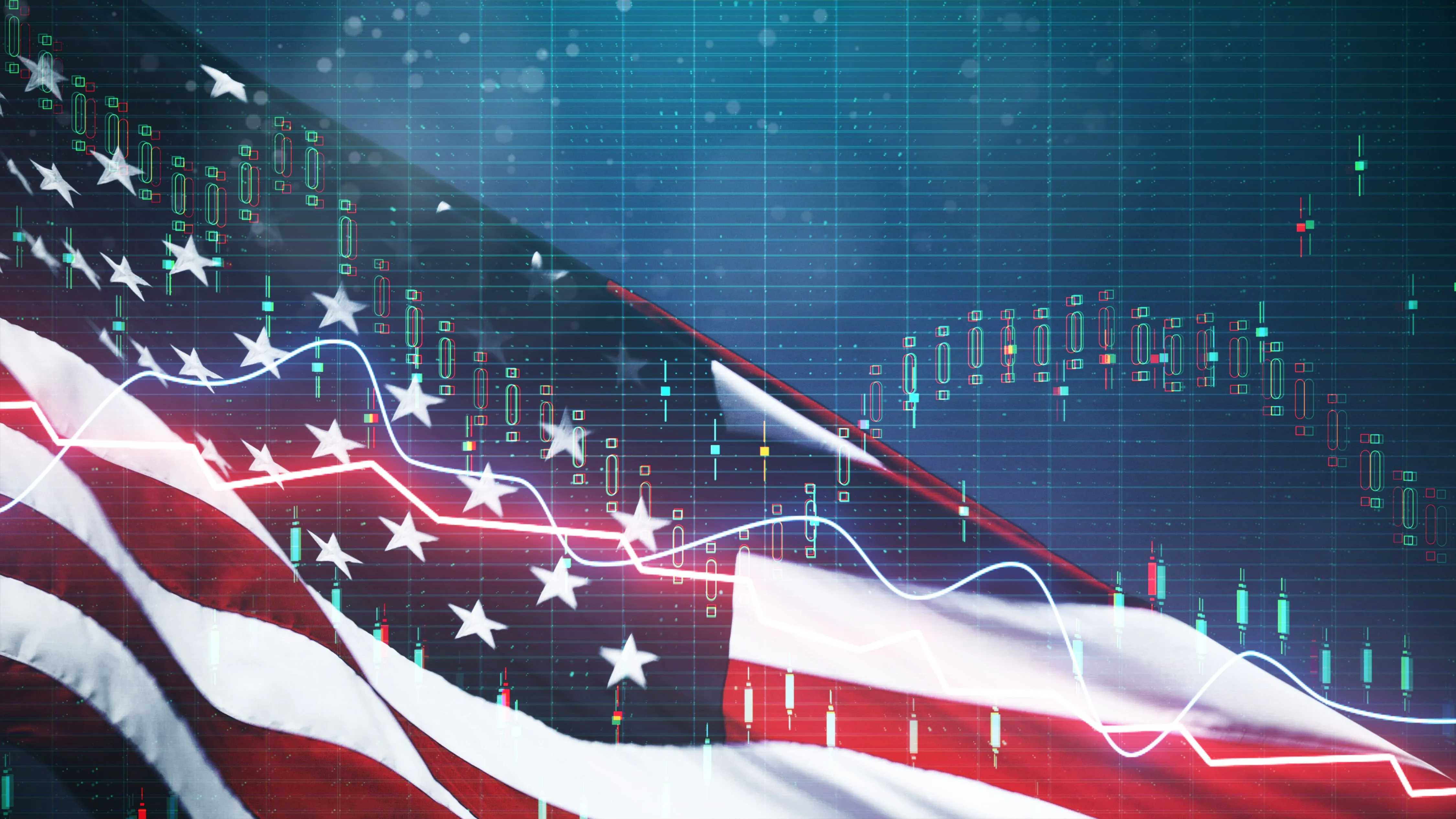 Grafik pergerakan indeks S&P 500 dan Dow Jones di Wall Street