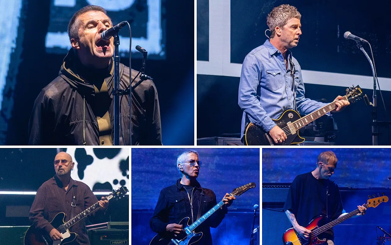 Ilustrasi band rock legendaris Oasis asal Manchester yang mendunia
