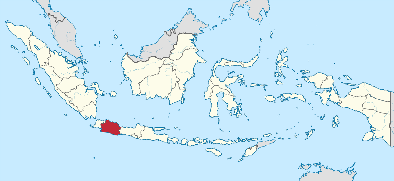 Peta administratif provinsi Jawa Barat dengan berbagai kabupaten dan kota