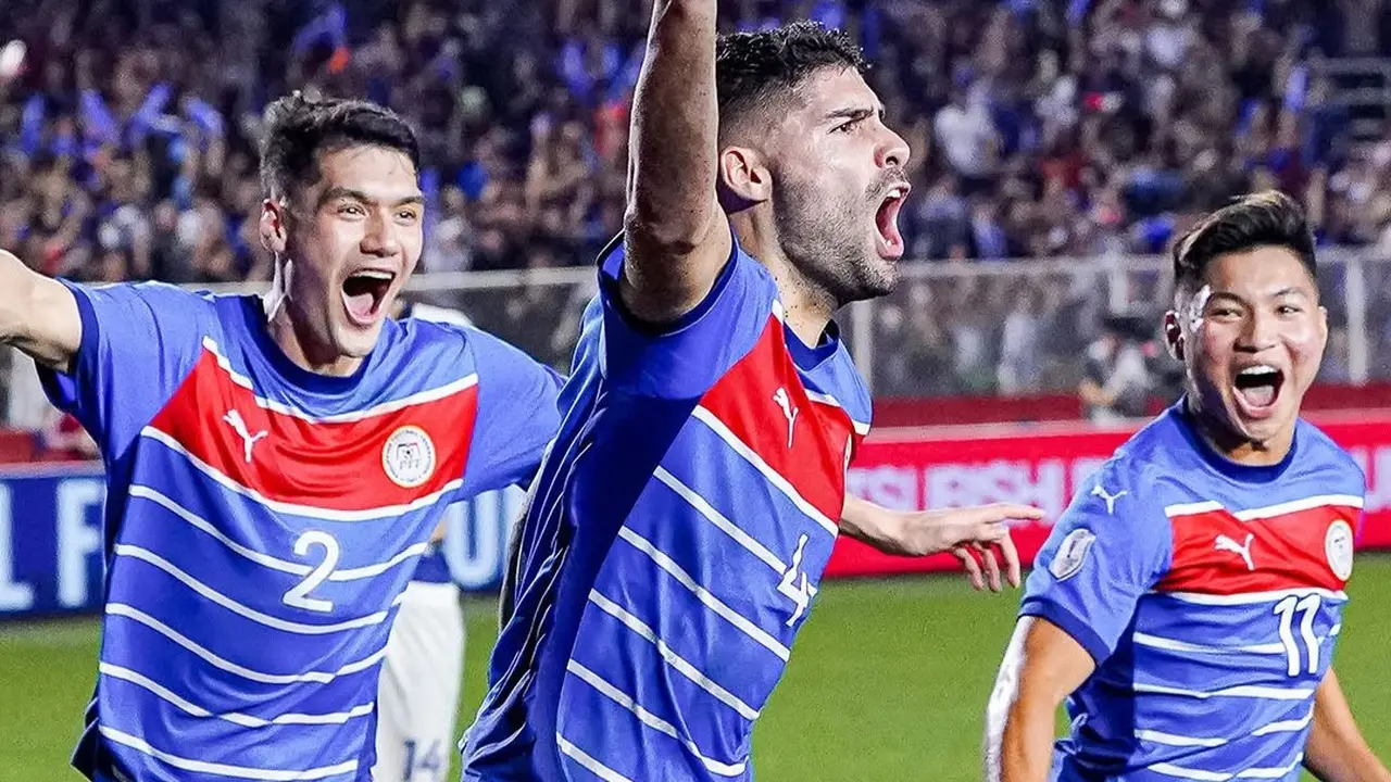 Pemain Thailand merayakan gol di Piala AFF 2026 melawan Filipina