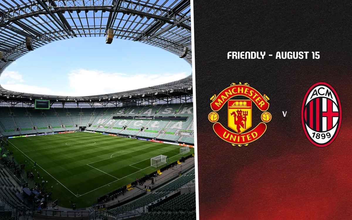 Ilustrasi pertandingan pramusim Manchester United vs AC Milan di Stadion Wroclaw