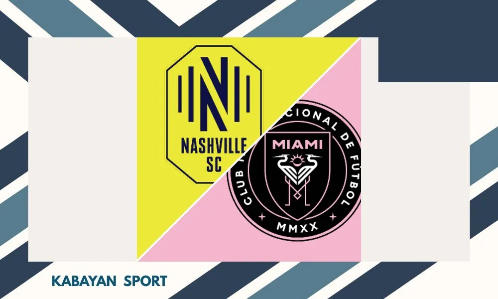 Ilustrasi pertandingan Nashville SC vs Inter Miami di ajang MLS dengan suasana stadion GEODIS Park