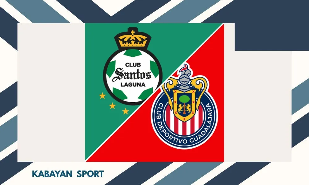 Ilustrasi pertandingan Santos vs Guadalajara di Liga MX dengan suasana Estadio Corona