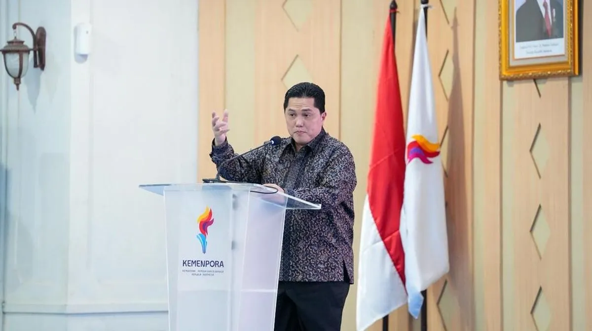 Menteri Pemuda dan Olahraga Erick Thohir memberikan keterangan pers terkait FIFA ASEAN Cup 2026