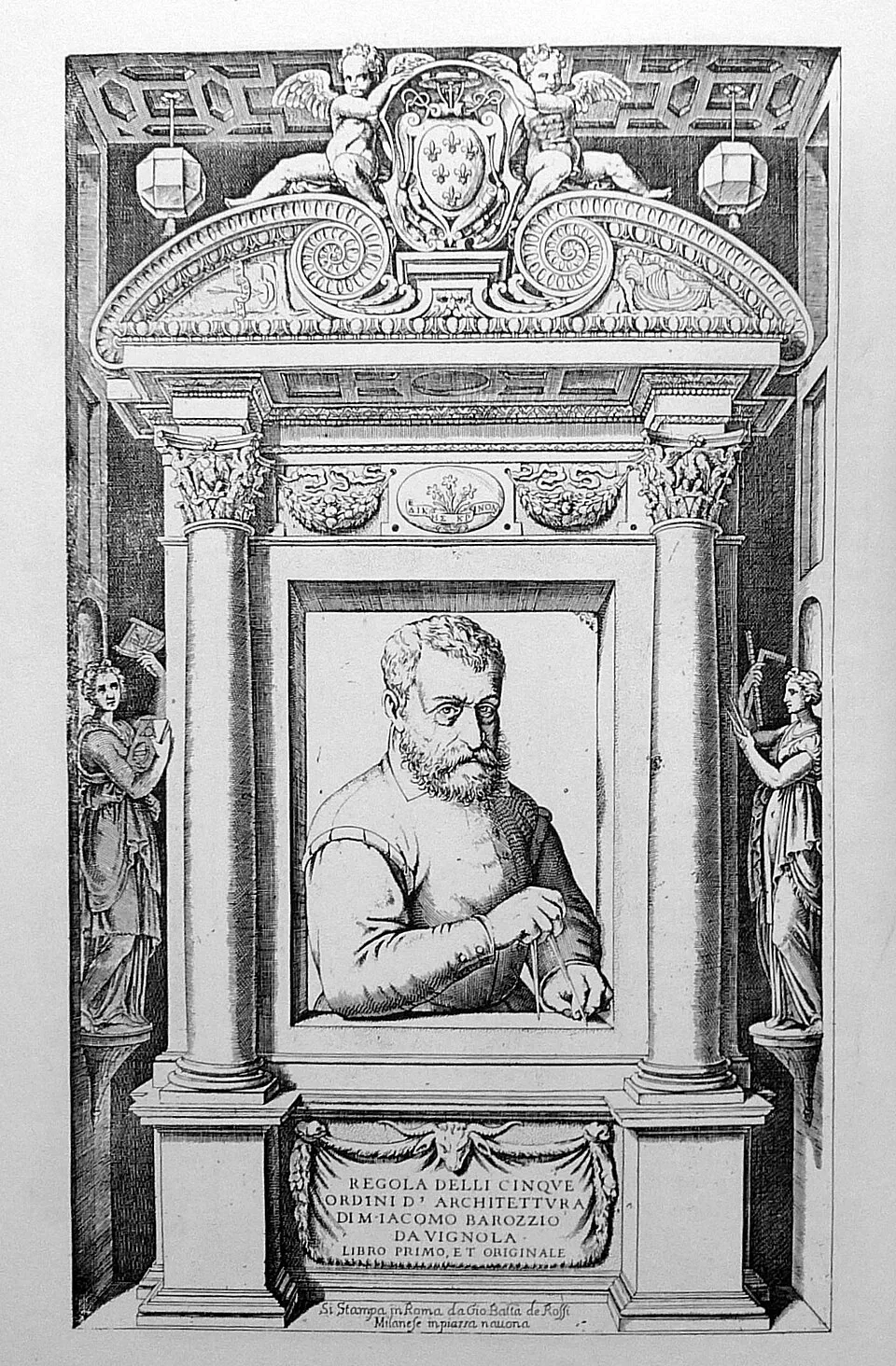 Ilustrasi profil arsitek Giacomo Barozzi da Vignola maestro Mannerisme Italia