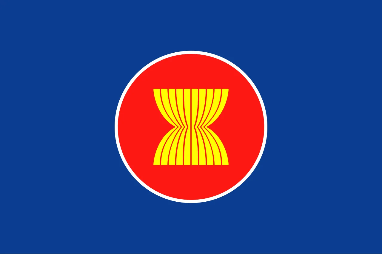 Peta dan bendera negara anggota Perhimpunan Bangsa-Bangsa Asia Tenggara
