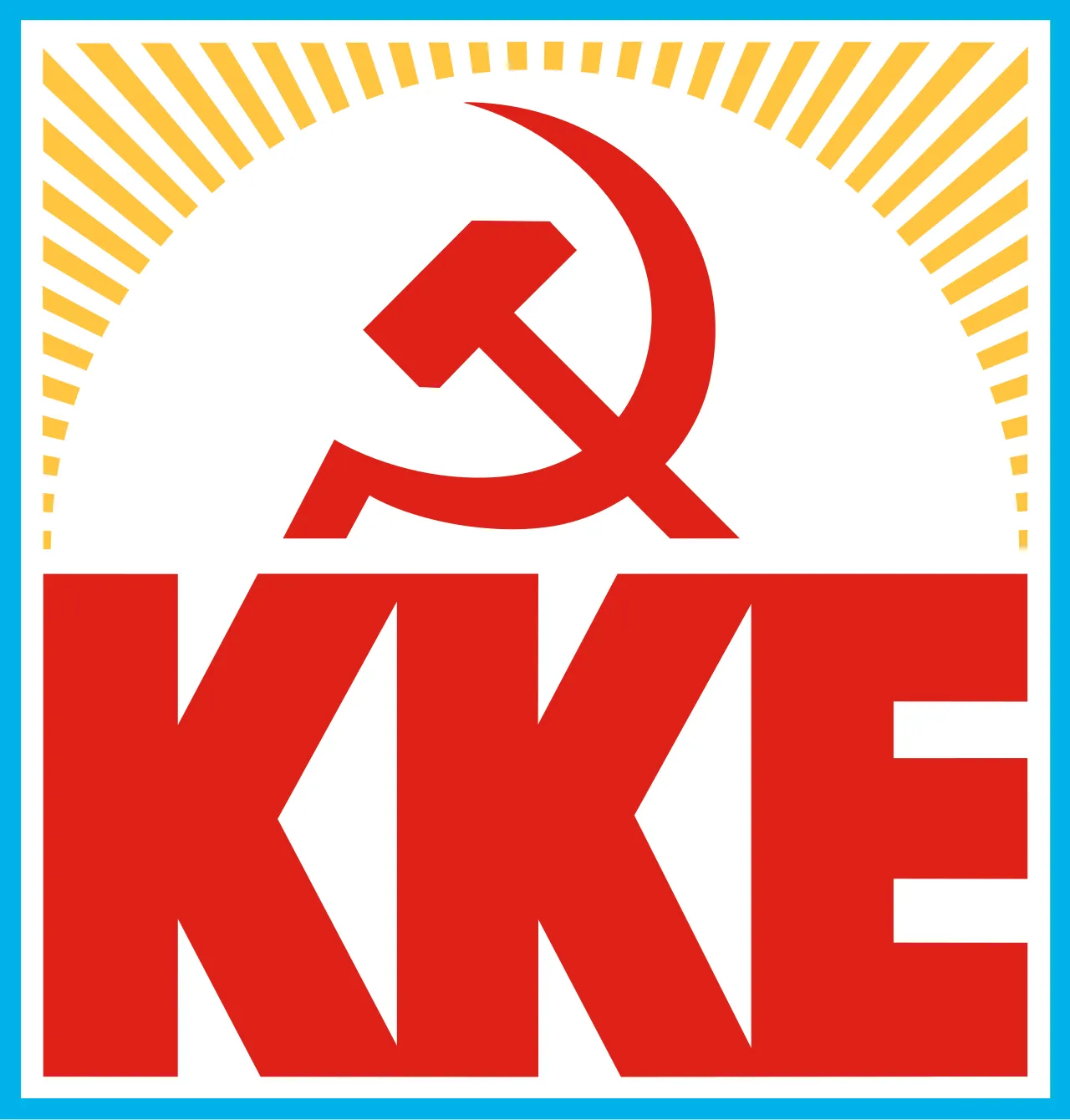 Bendera dan simbol Communist Party of Greece sebagai partai politik tertua di Yunani