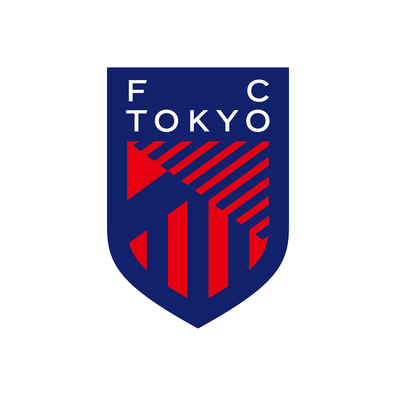 Logo resmi FC Tokyo dengan warna khas biru dan merah yang merepresentasikan identitas klub