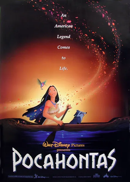 Poster dan cuplikan film animasi klasik Disney Pocahontas tahun 1995