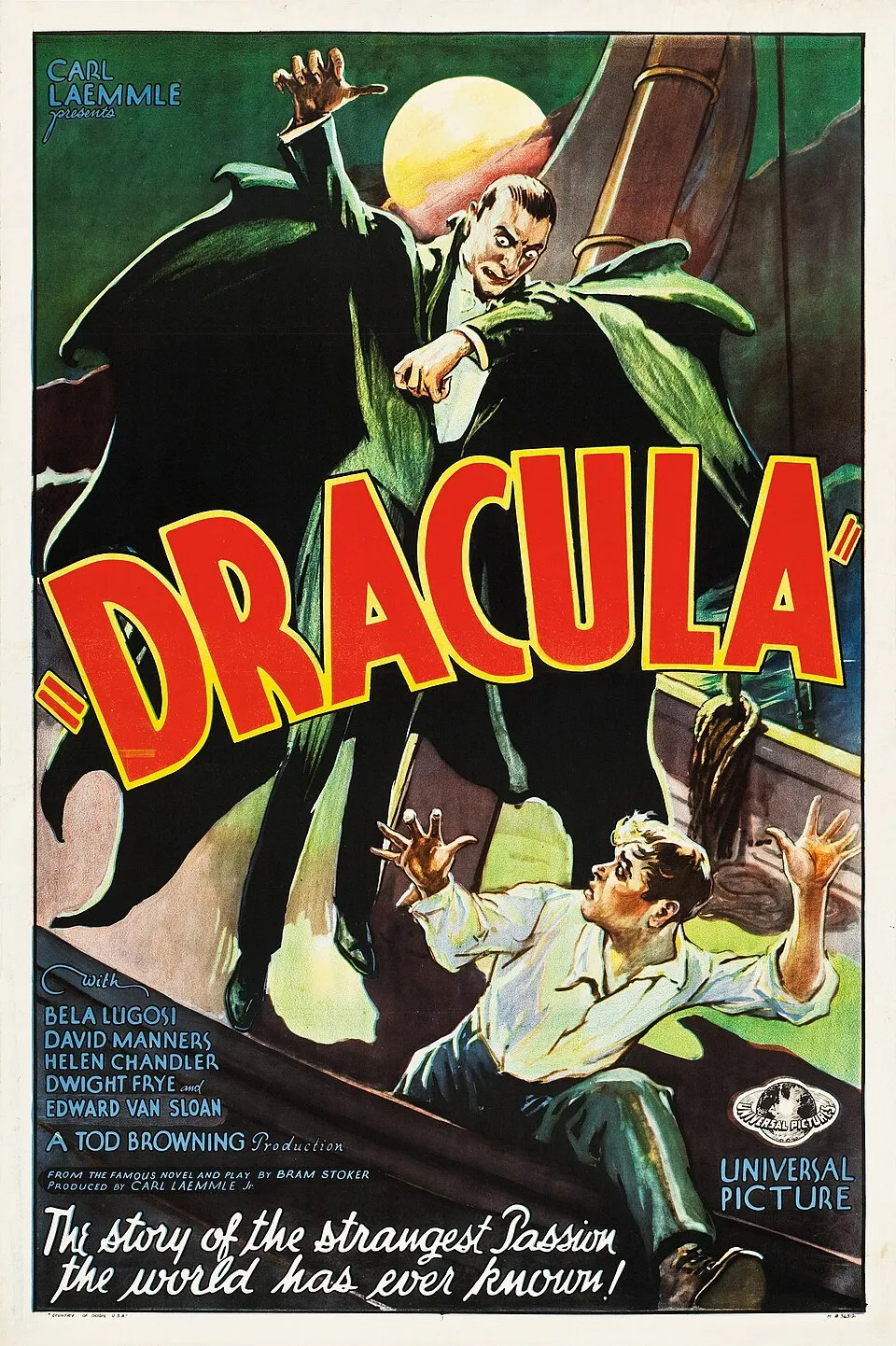 Poster dan cuplikan adegan film horor klasik Dracula tahun 1931